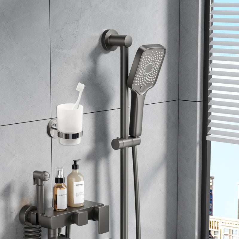 Kofebe Wall Mount Toothbrush Holder with Frosted Glass Cup, Toothbrushes Toothpaste Razor Storage Organizer (Single) - Image 3